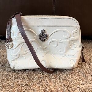 Brighton Alexa Cream Embossed Crossbody Bag